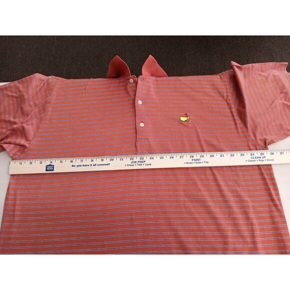 Augusta National Golf Shop Polo Shirt XXL Orange Navy Striped Logo Vintage EUC - Picture 5 of 6